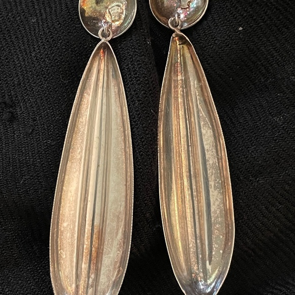 Vintage Chunky Sterling Silver 925 Dangling Earrings Italy 80's - Picture 7 of 10